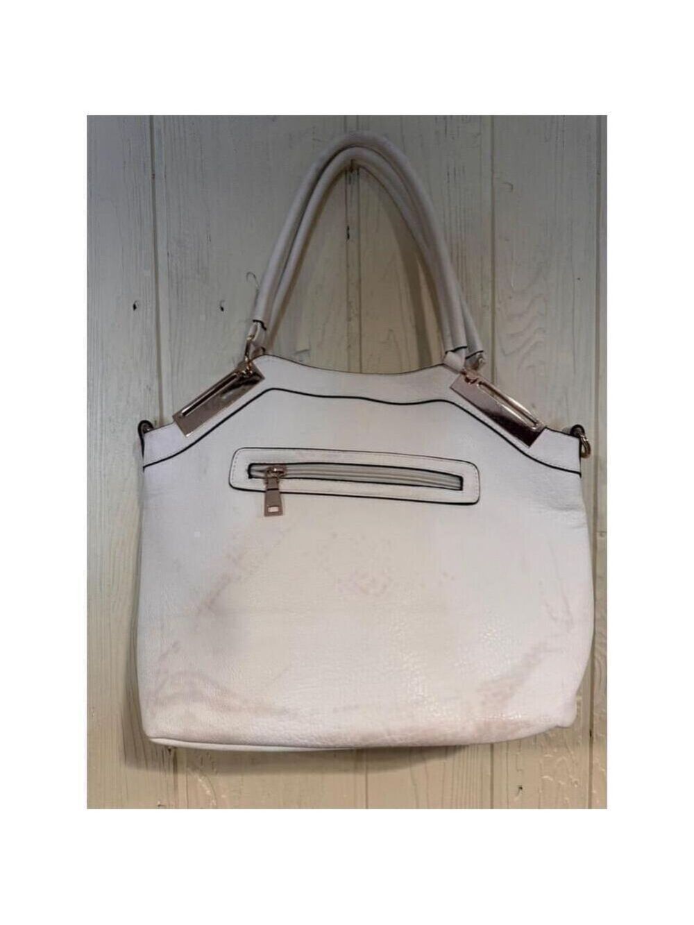 Black Rivet White Handbag Snap Closure